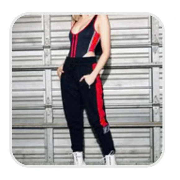 LF TRAPUNTO SIDE INSERT black and Red JOGGER, Size medium - Picture 10 of 10